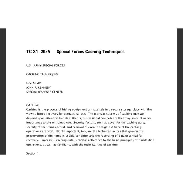 TC 31-29/A Special Forces Caching Techniques - PDF Download