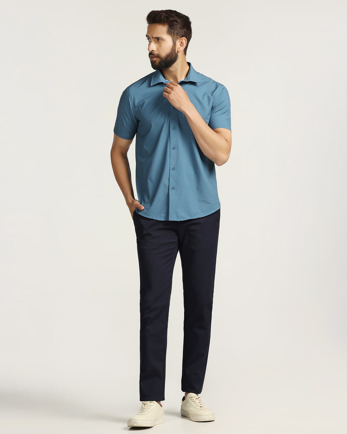 TechPro Slim Fit B-91 Casual Navy Solid Khakis - Sandy