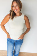 The Claire Studded Tank - White - One Eleven Olive Boutique