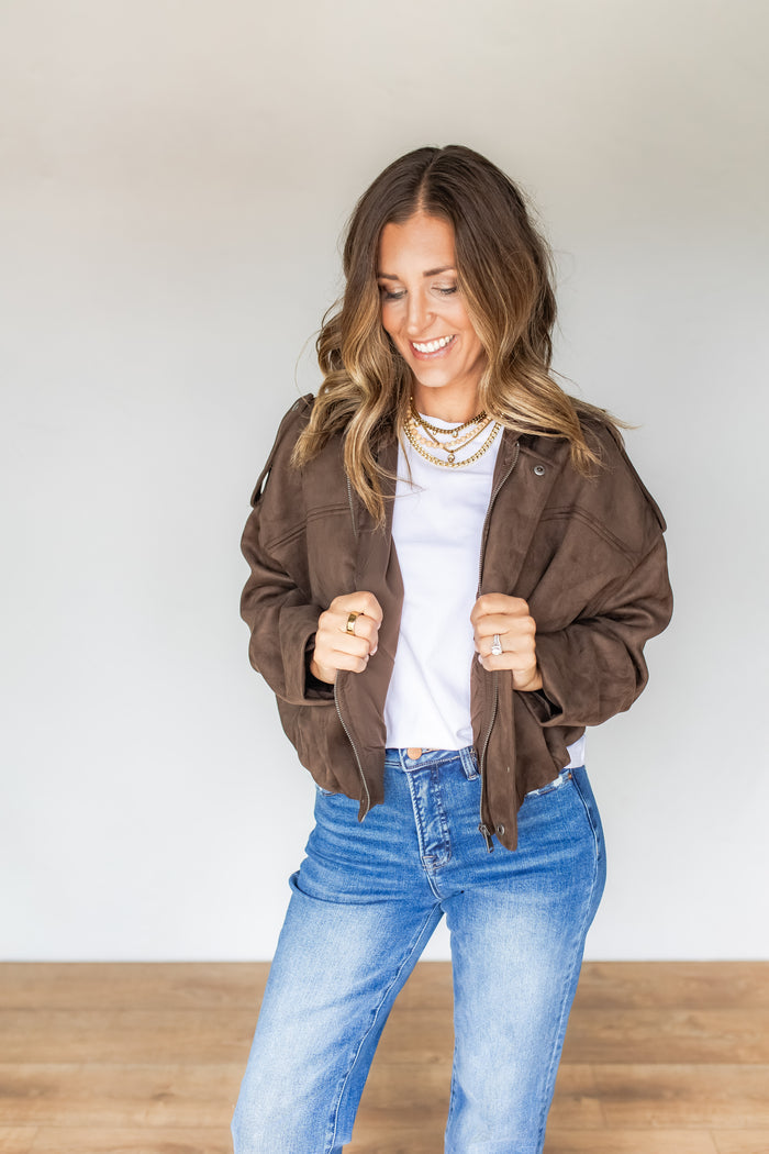 The Madeline Suede Jacket - One Eleven Olive Boutique