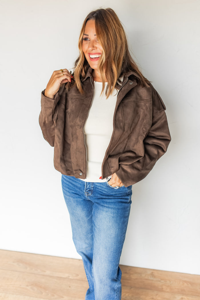 The Madeline Suede Jacket - One Eleven Olive Boutique