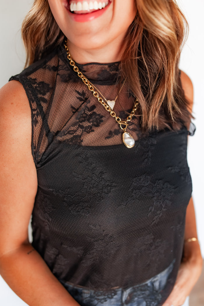 The Madie Lace Tank - Black - One Eleven Olive Boutique