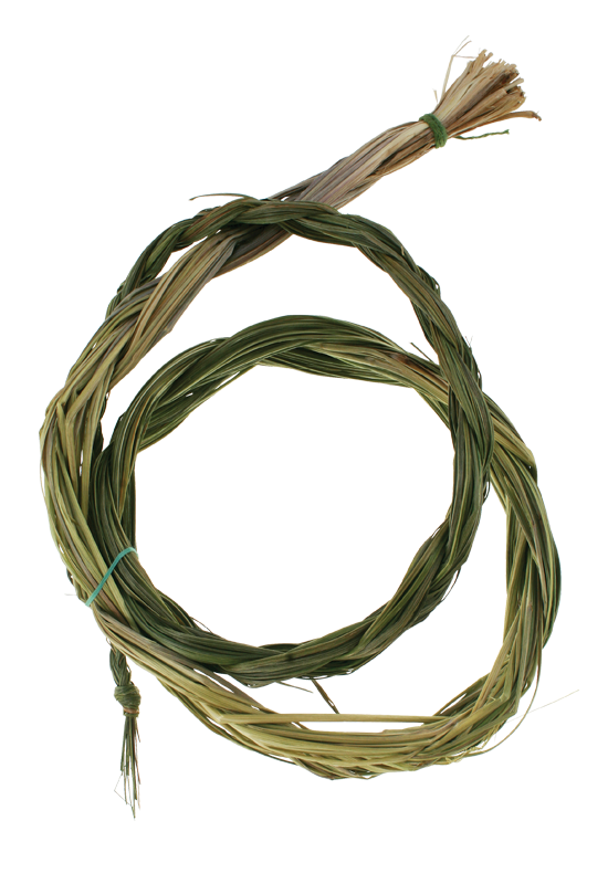 Close product shot of braided sweetgrass