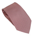 Warm Red Pure 100% Italian Silk Tie with Micro Geometric Interlaced Pattern
