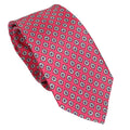 Watermelon Red 100% Italian Silk Tie with Micro Floral Pattern