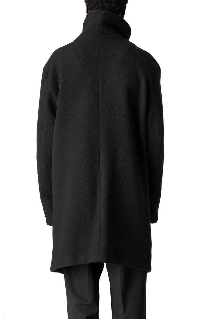 Wool-blend high collar coat, Black