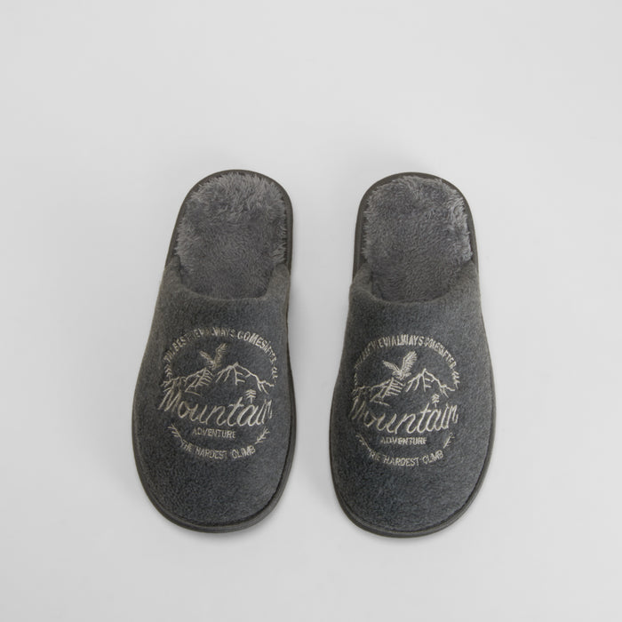 Zapatilla de casa bordado gris OLYNE