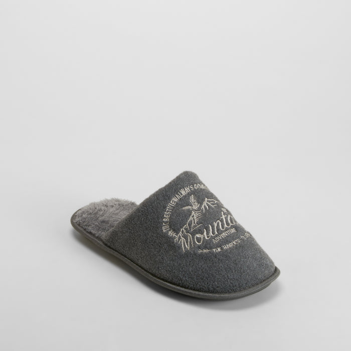 Zapatilla de casa bordado gris OLYNE