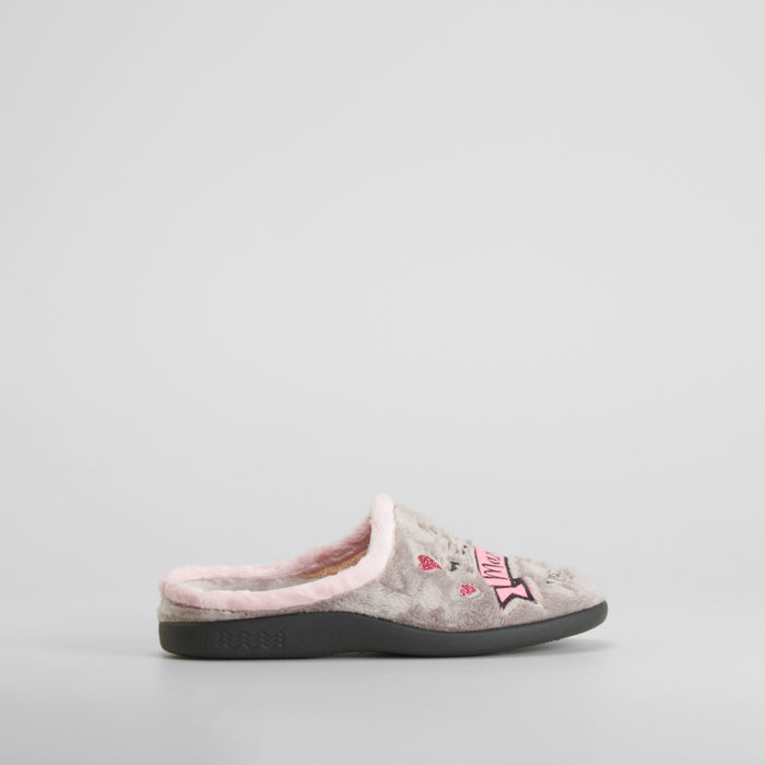 Zapatilla de casa suave dibujo gris COMFEET